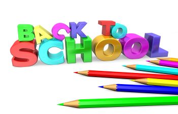 Colorful pencils with the word back to school on a white background.