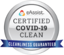 eAssist certified covid-19 Clean. cleanliness guaranteed badge