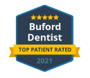 Buford Dentist top patient rated 2021 badge