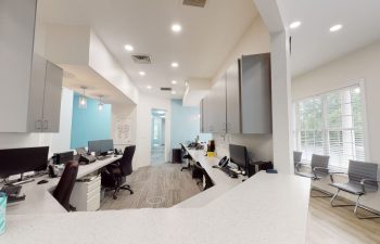 A reception desk at Buford Family Dental office