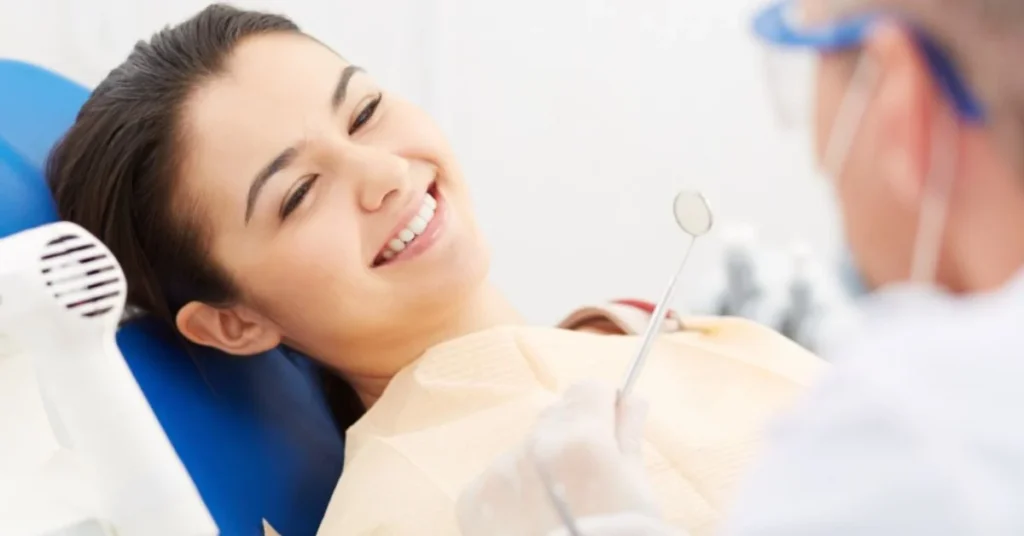 Smiling patient during Dental Checkups Buford exam in clinic