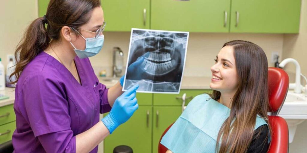 General Family Dentistry Buford dentist reviewing X-rays